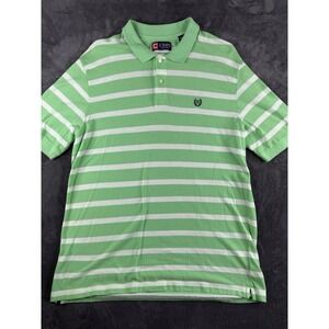 Chaps Mens Easy Care Casual Short Sleeve Striped Golf Polo Shirt Size XL Green
